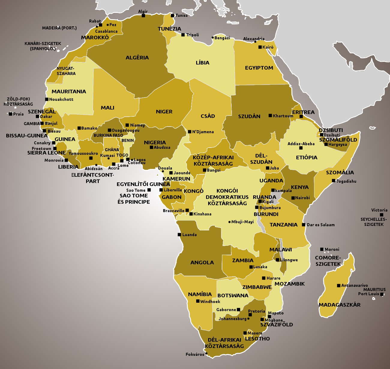 afrika országai térkép Afrika térkép fővárosokkal afrika országai térkép