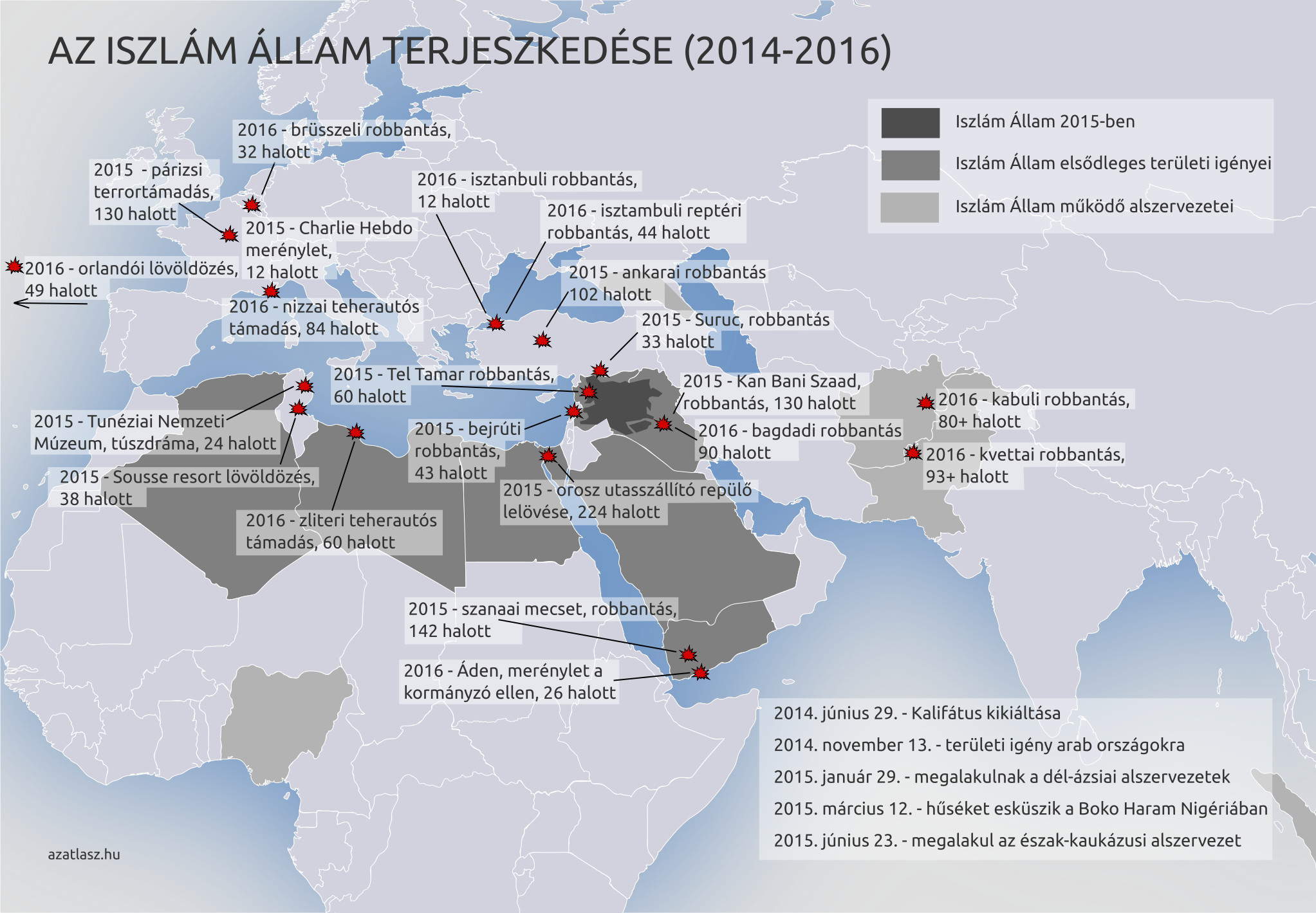 iszlám álllam terrortámadásai térkép