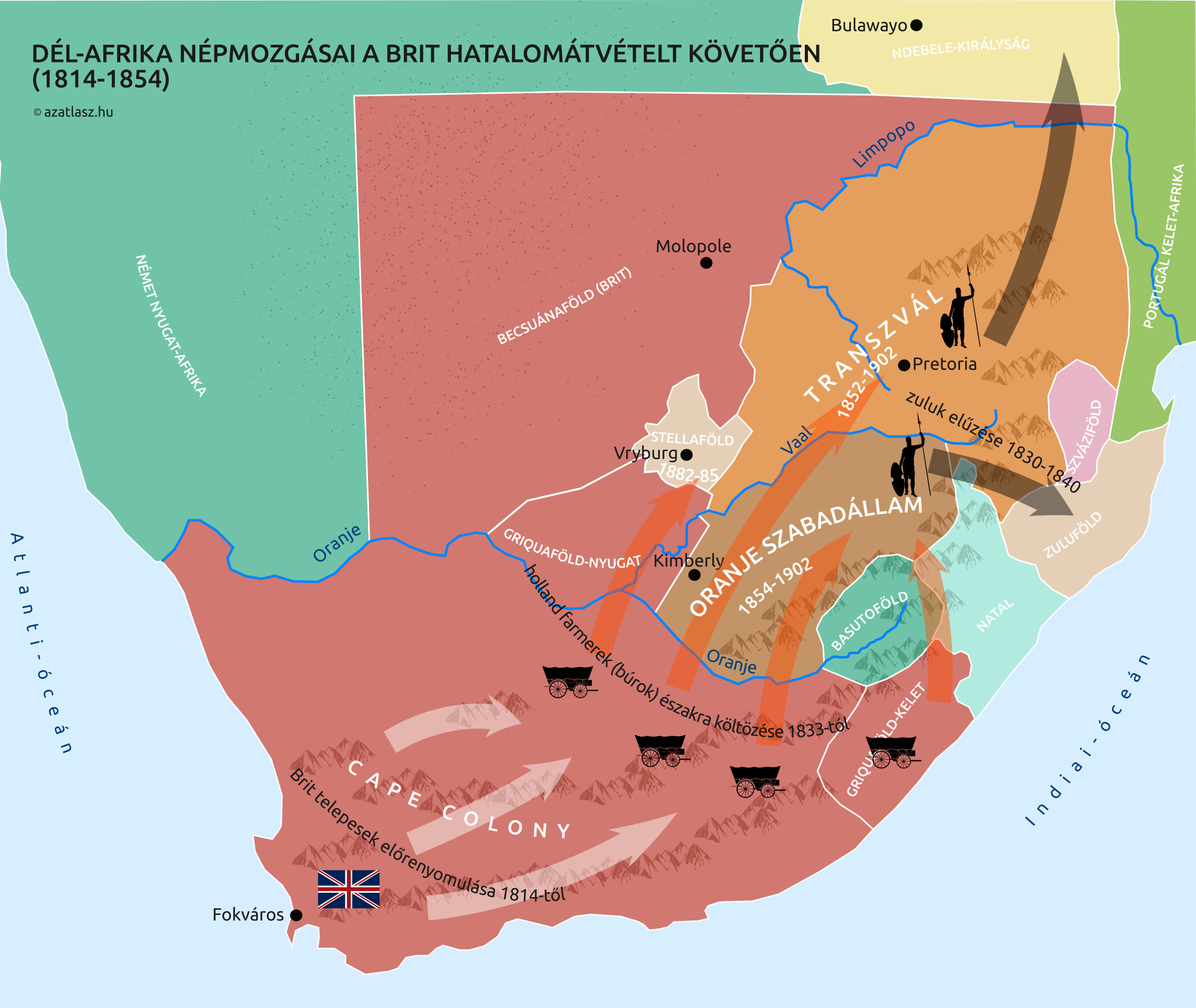 dél-afrika búr zulu brit vándorlás háború